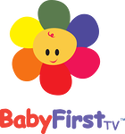 A flower-shaped logo with a smiley face in the yellow center and petals in different colors. Text below reads "BabyFirst" in colorful letters, drawing new audiences to its delightful content on OTT Apps.